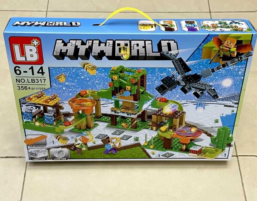 Лего Майнкрафт Нападение Дракона, 356 деталей, свет. блоки. MINECRAFT