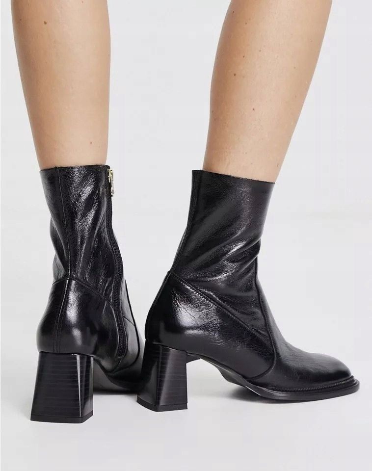 Asos Design 40 Czarne Botki Skórzane Ruben H15502