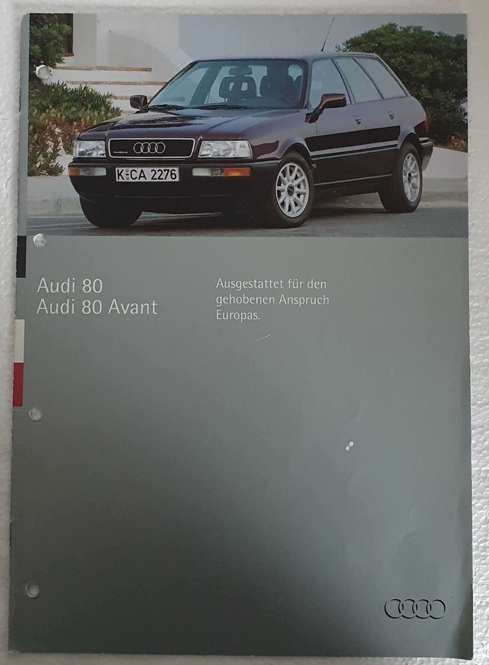 Catálogo / Folheto do Audi 80 e Audi 80 Avant - original - Ano 1994/95