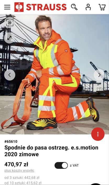 Spodnie robocze ostrzegawcze zimowe STRAUSS e.s. motion 2020
