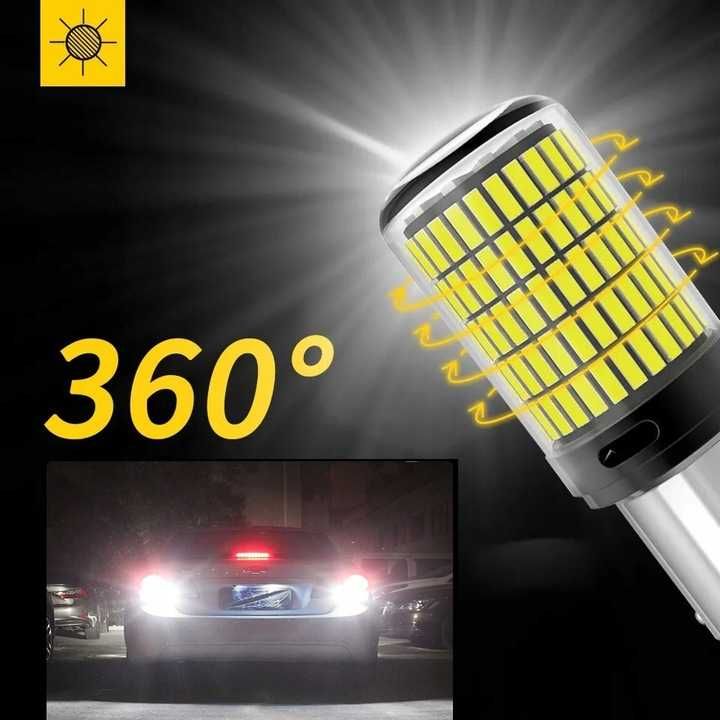 Żarówki P21W 1156 BA15S LED 144 LED Biały Canbus 2 szt Mocna Wsteczny
