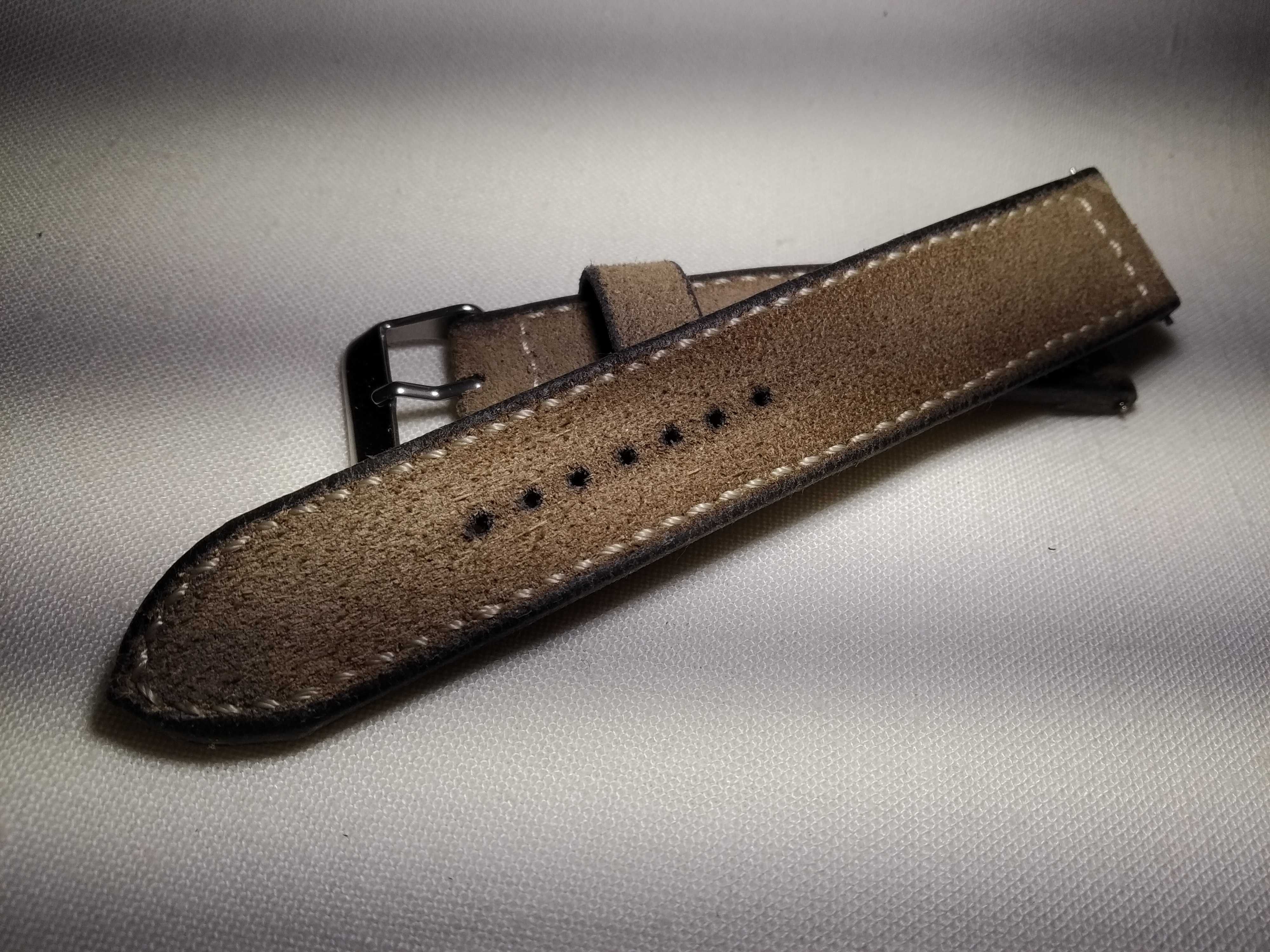 Pasek skórzany do zegarka Vintage 20 mm - skóra zamszowa