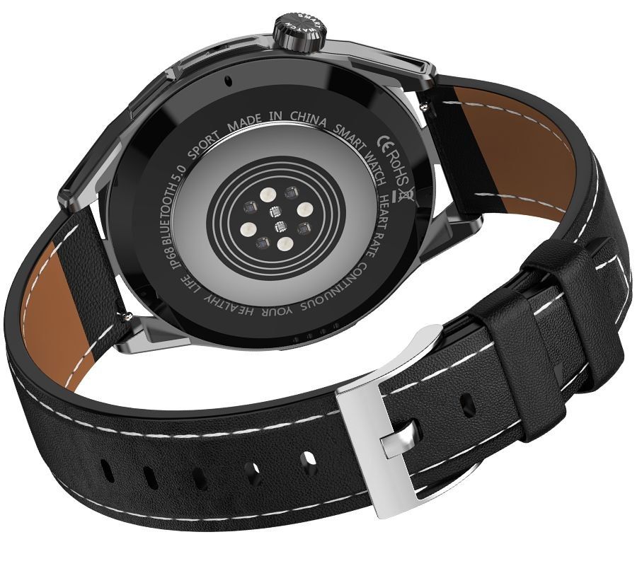 Smartwatch Rubicon RNCE88-1 Czarny + Pasek Skórzany / Silikonowy