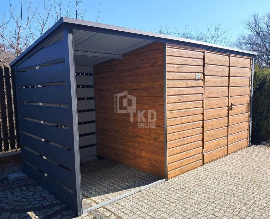 Schowek domek ogrodowy 3,5x2m + wiata 1,5m - Brama dach TKD253