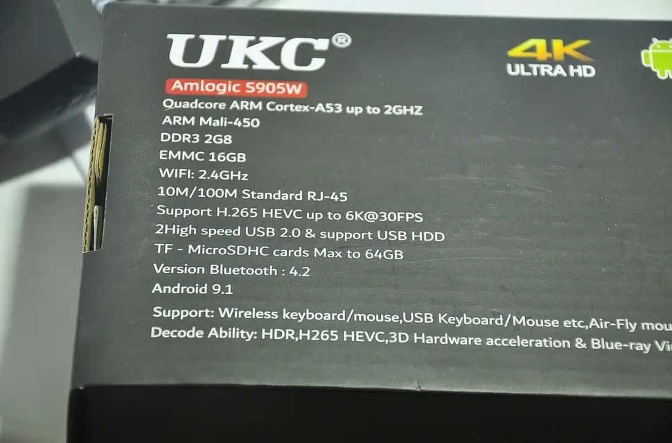 Smart TV приставка UKC U3 2/16GB Android 9.1 Wi-Fi 4K YouTube