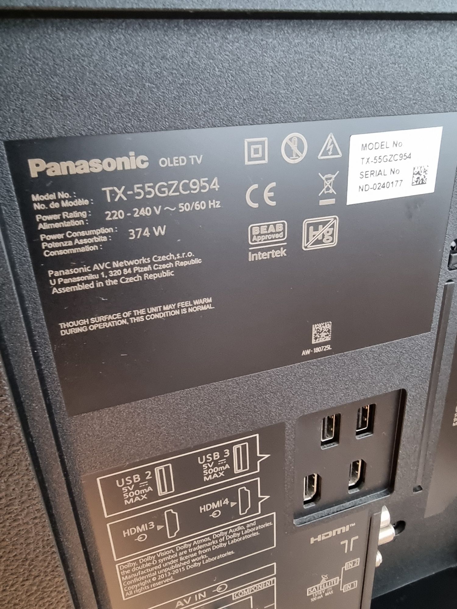 55 Panasonik OLED модель TX-55GZC954