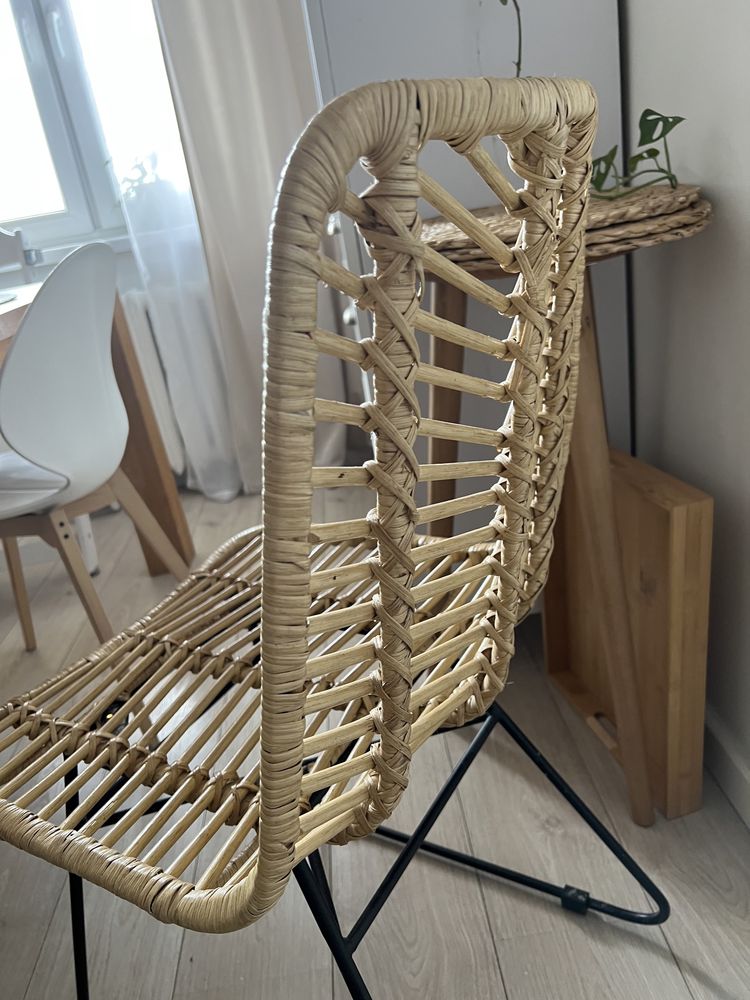 Krzesło boho rattanowe metalowe nogi