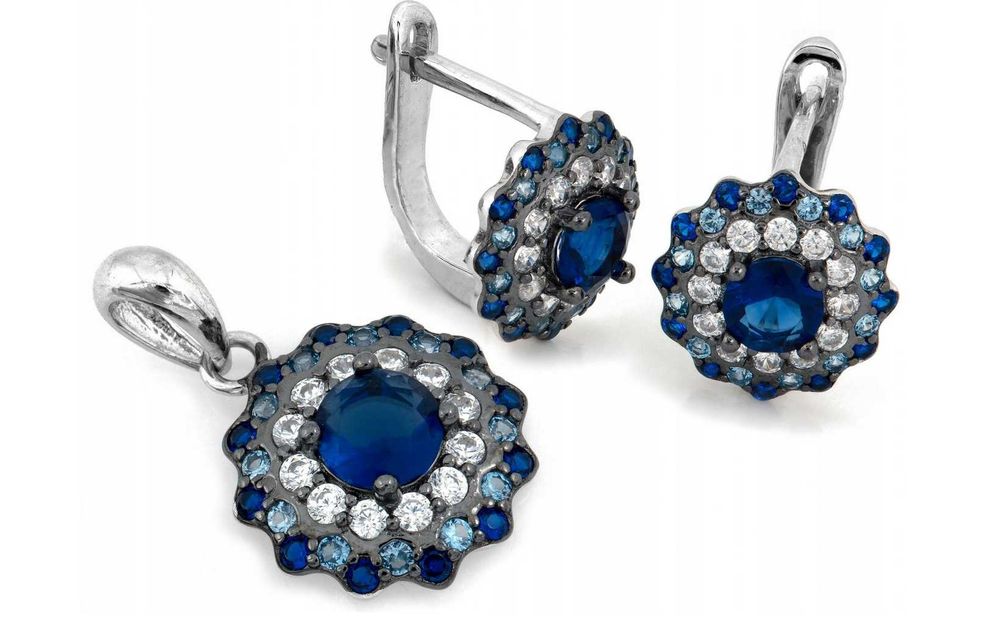 SREBRNY KOMPLET Wisiorek Kolczyki Srebro p.925 NA PREZENT