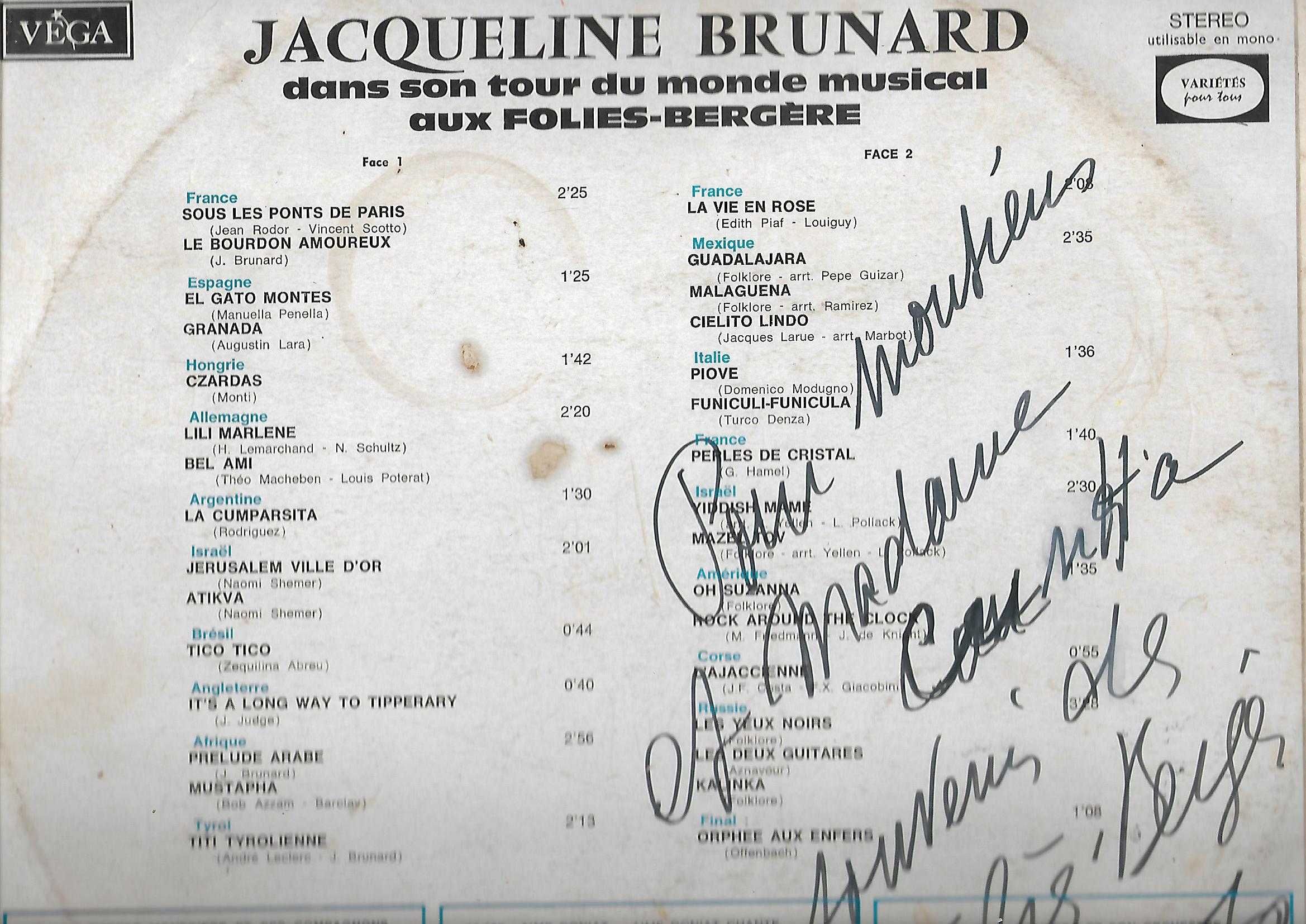 LP Jacqueline Brunard - Aux Folies Bergère