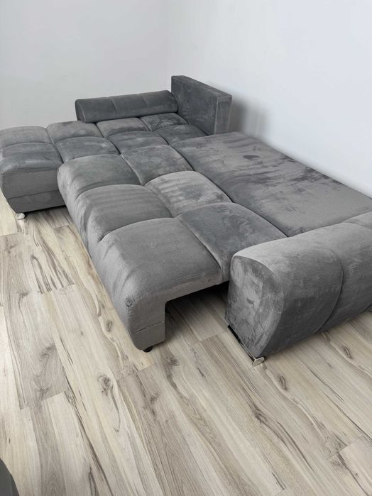 Szary narożnik L funkcja spania okazja outlet wysyłka promocja modny