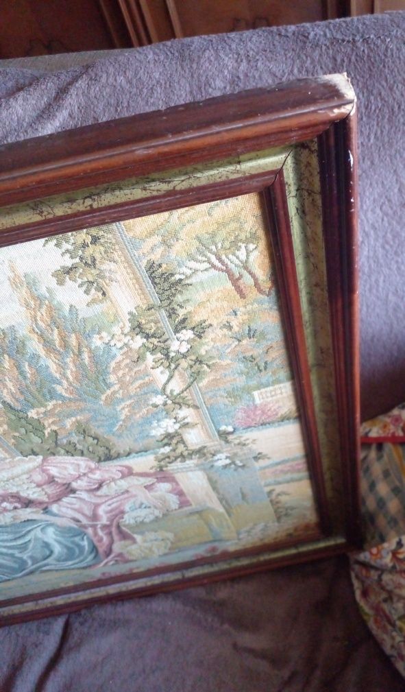 Quadro GRANDE e ANTIGO  em tapeçaria GOBLIN