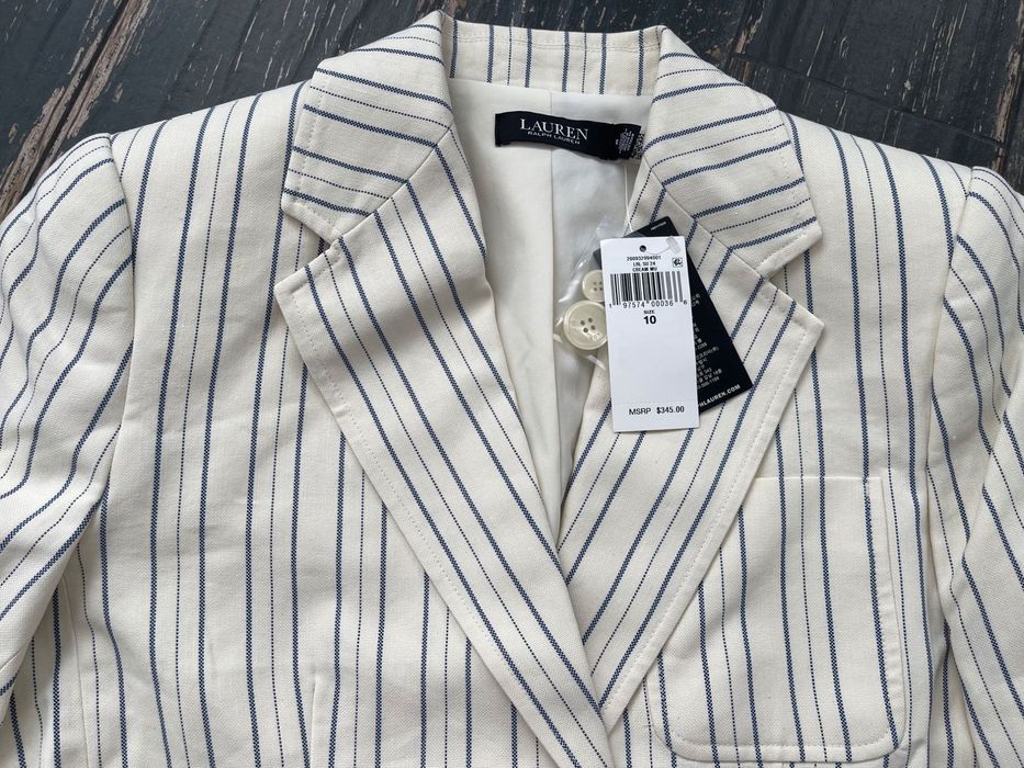 Ralph Lauren striped Cotton-Blend Blazer Пиджак лен с котоном р 10 США