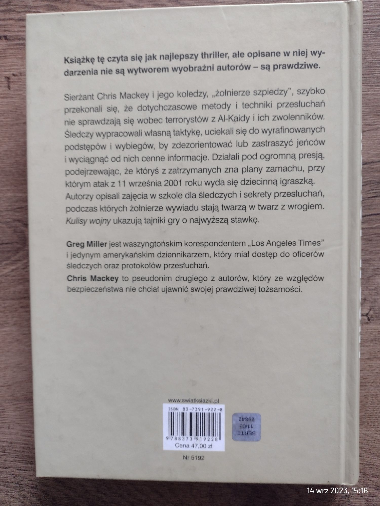 Książka opowieść Kulisy wojny Chris Mackey i Greg Miller jak NOWA