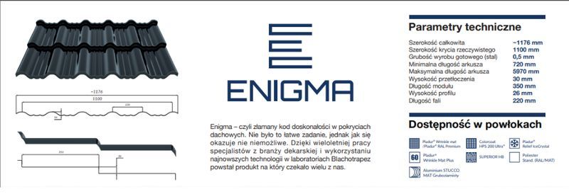 Blachodachówka 2-modułowa ENIGMA 30 Blachotrapez połysk