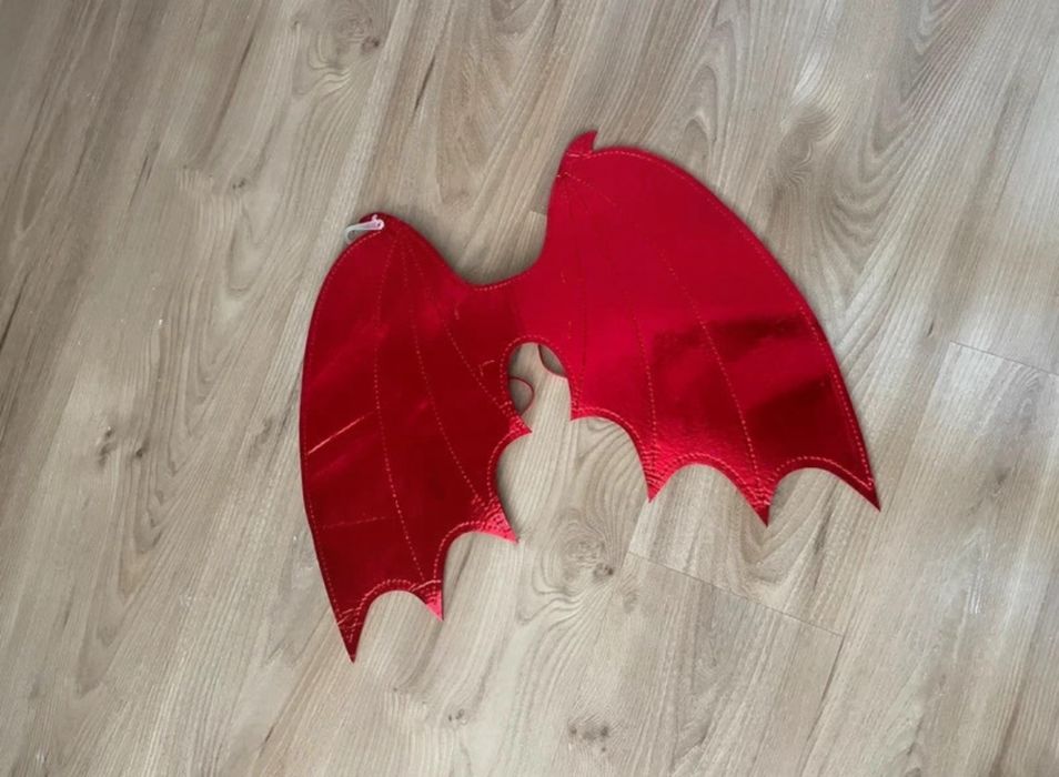 Kostium Halloween dzieciecy damski meski czerwone metaliczne skrzydla