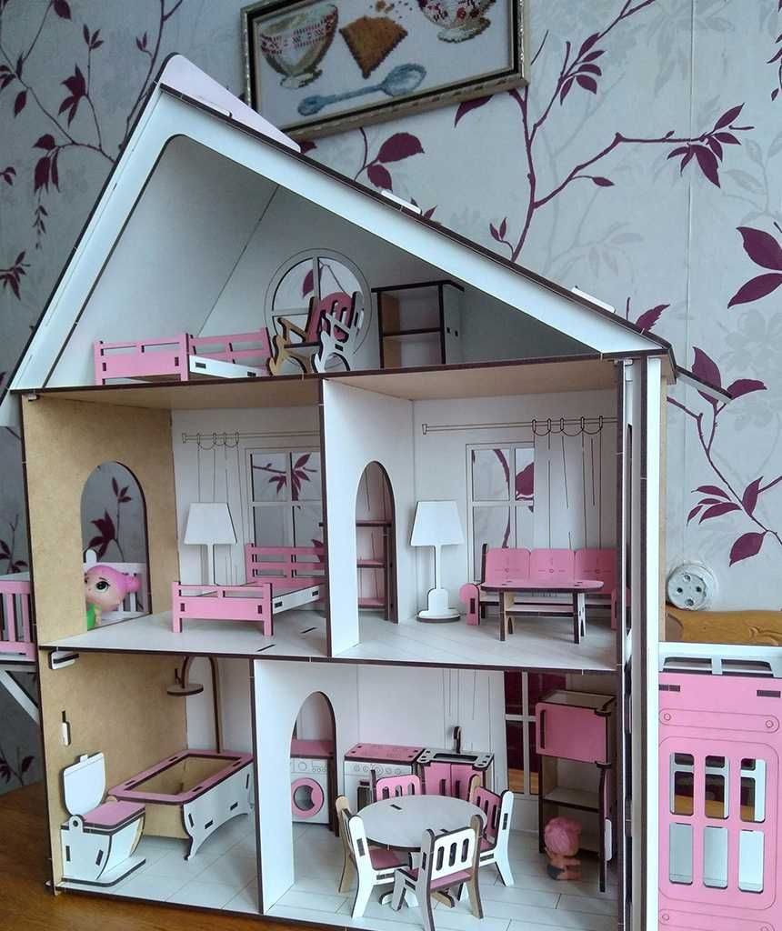 Домик дівчинці ляльковий збірний будиночок і меблі балкон лол ліфт