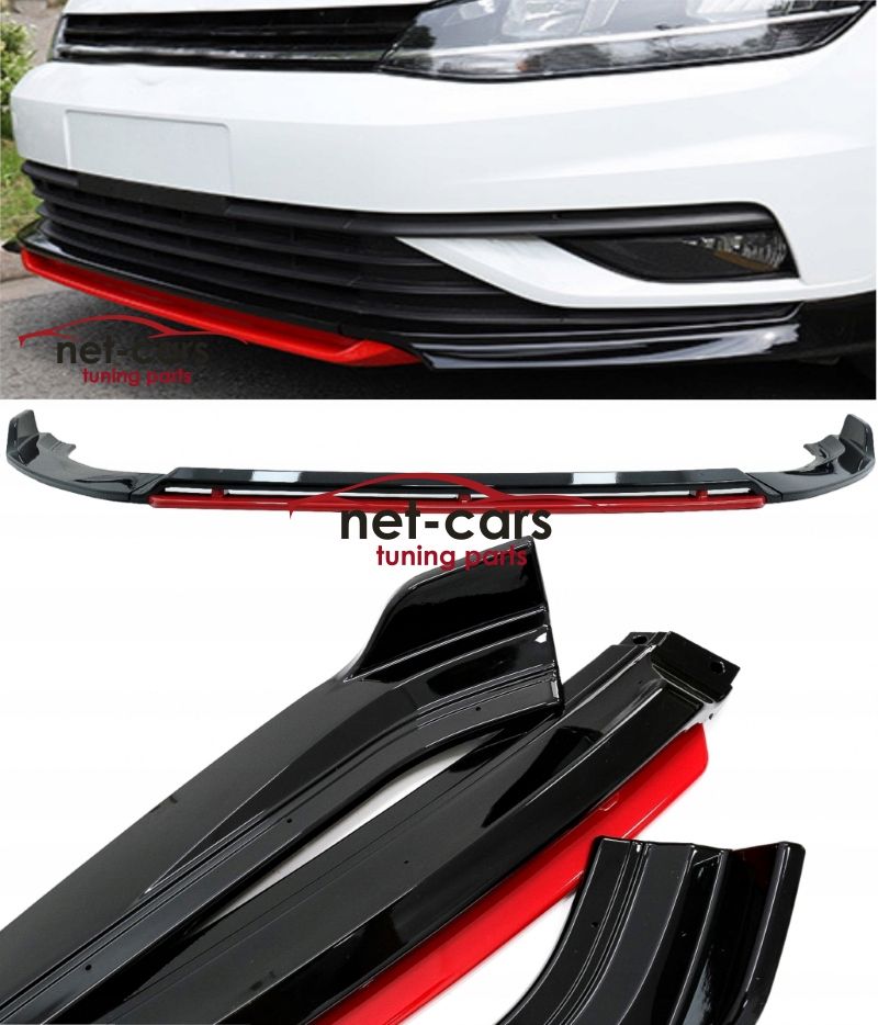 Spoiler dokładka zderzaka przód  GOLF 7.5 17- czarno czerwony połysk