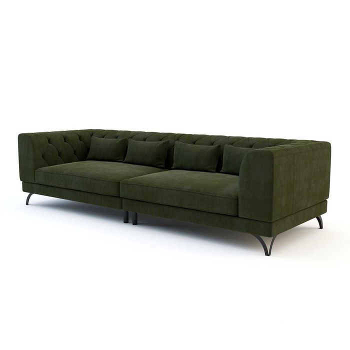 Sofa Totti oliwkowa + 2 szt. Pufa