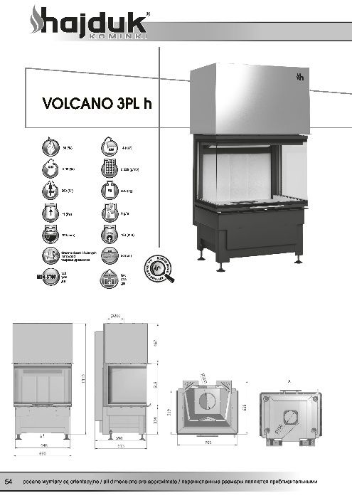 nowoczesny wkład kominkowy hajduk volcano 3plh montaż