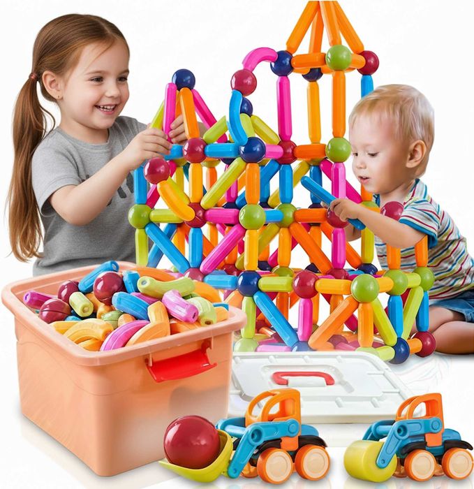 Klocki Magnetyczne 128 el XL – Edukacyjny Zestaw Dla Dzieci 3+