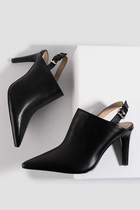 713 NA-KD Czarne Czółenka Z Odsłoniętymi Piętami Buty Na Obcasie 37