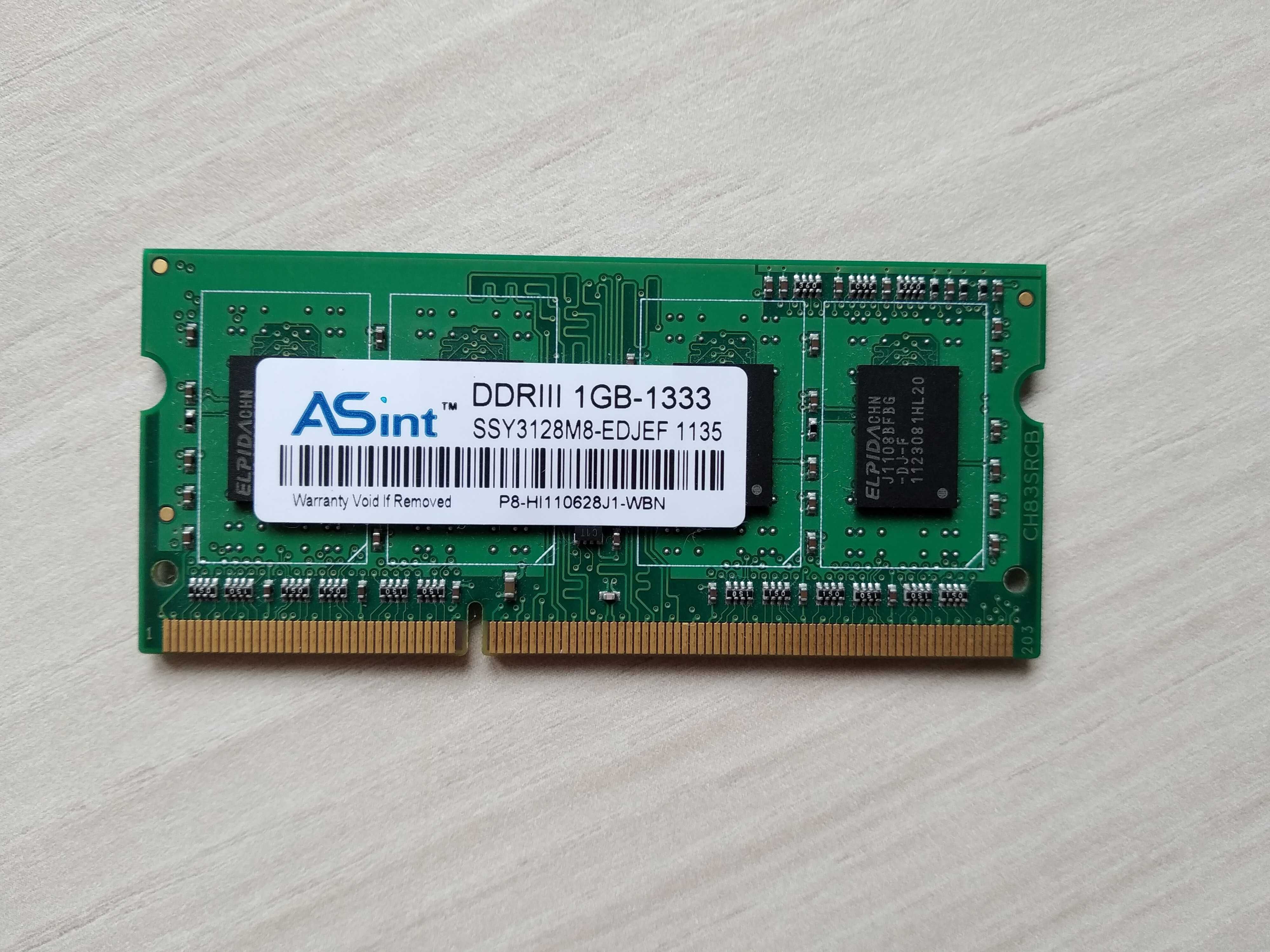 So-Dimm DDR3 1GB ASint 1333MHz PC3-10600 (память для ноутбука, ОЗУ)