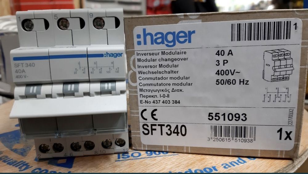 Перекидний автомат Hager SFT 340, 40A, 3P