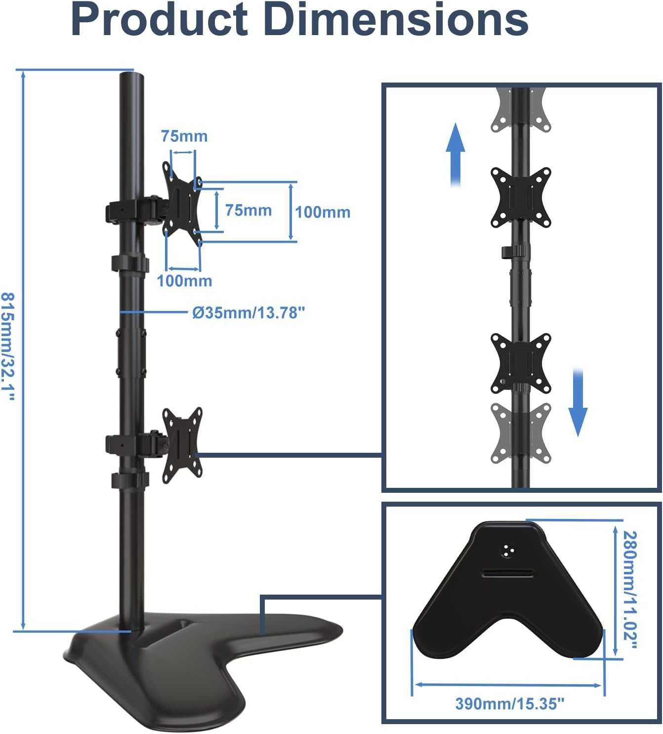 PUTORSEN Suporte duplo para monitor de 13" a 32"