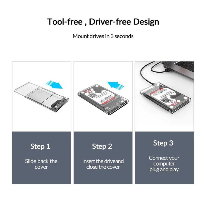 Зовнішня кишеня Type-c Orico для HDD 2.5" 2139C3-CR-EP