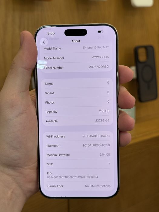 iPhone 16 Pro Max 256gb Natural ідел 1 рік гарантія