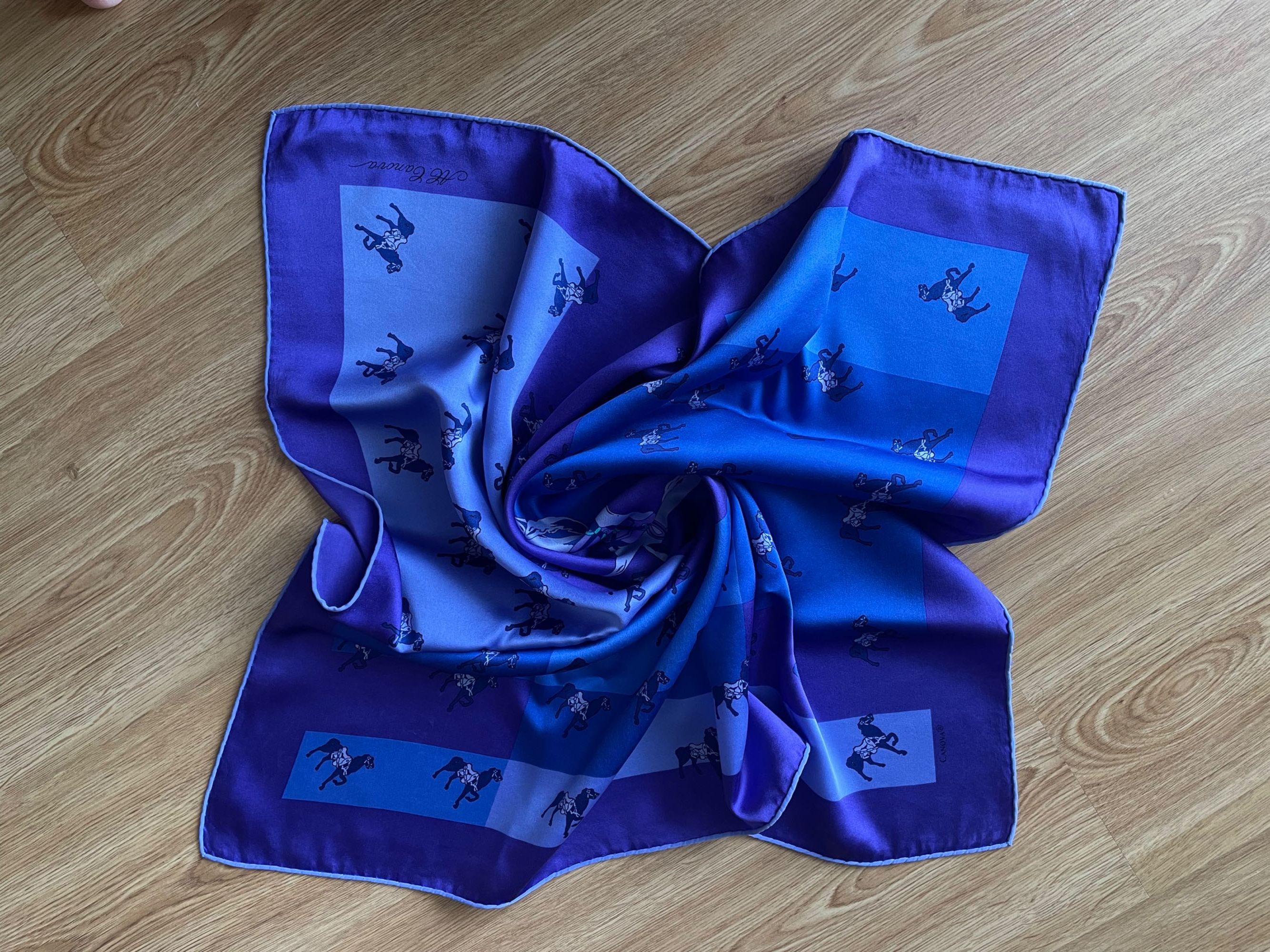 Andre Claude Canova Франция винтаж шёлковый платок шарф 62/64см лошади