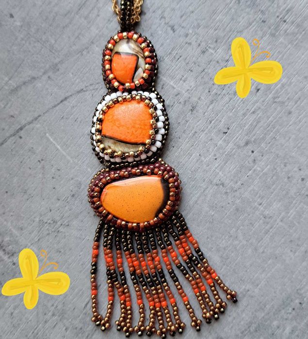 Zawieszka kaboszony szklane "trojaczki"