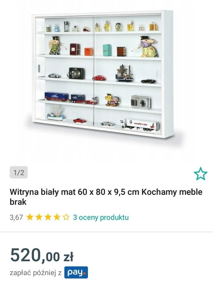 Witryna z szklanymi szybami  biały mat