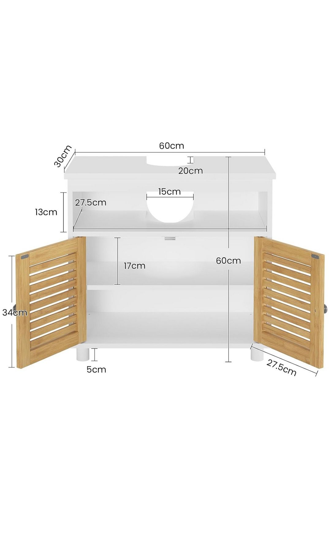 Szafka pod umywalkę FORABAMB 60x30x60 cm bambusowa łazienkowa