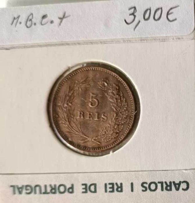 Moeda de 5 Réis do Monarca Português rei D. Carlos I ( 4ª Dinastia )