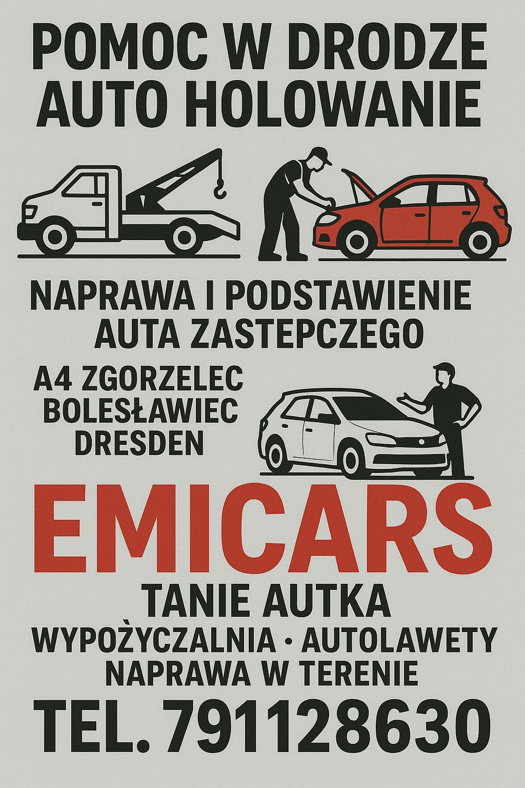 Autonaprawa na drodze Zgorzelec A4 EmiCars podstawiamy nasze auta