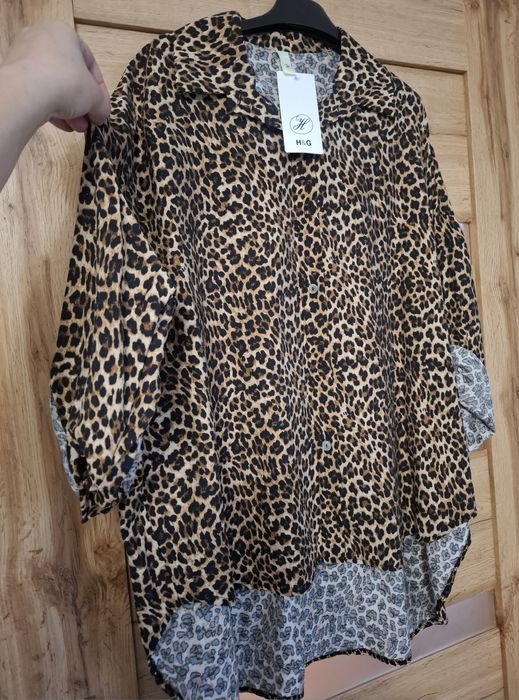 Asymetryczna koszula panterka damska nowa 48 50