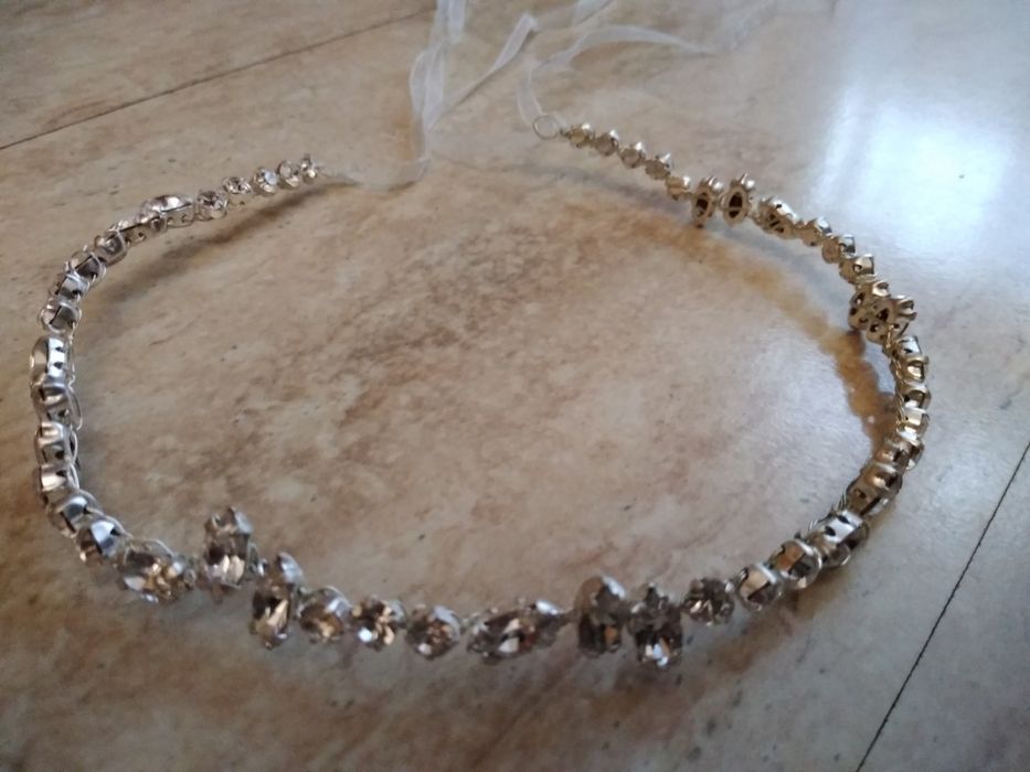 Ozdoba ślubna na głowę opaska na włosy cyrkonie