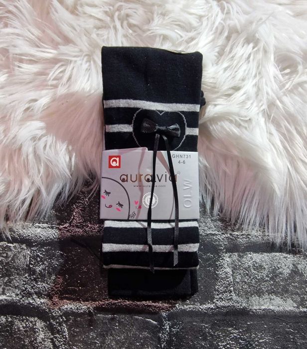 Rajstopki dla dziewczynki czarne w paski 140-152 rozmiar 10-12 lat