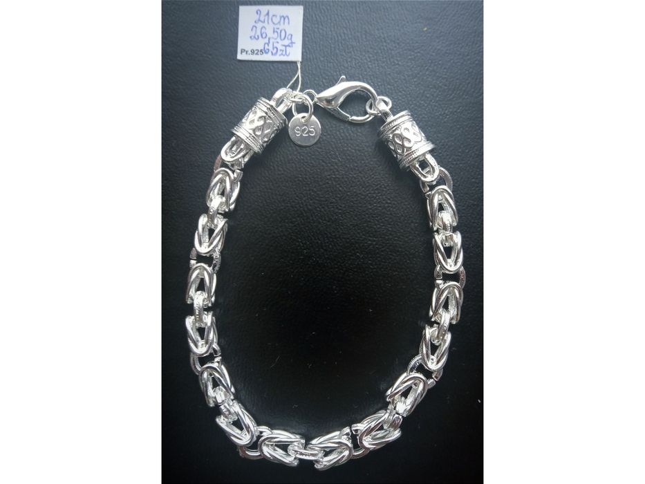 925 Posrebrzana jak Srebro Srebrna Bransoletka Splot Królewski 21cm 6m