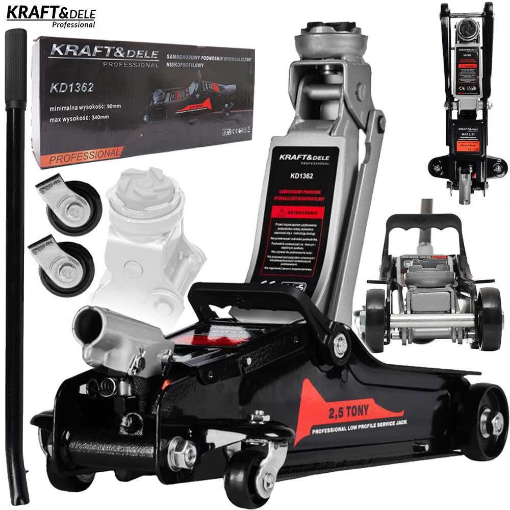 KRAFT&DELE Podnośnik Samochodowy Żaba Lewarek 2,5t Niski 2500kg KD1362
