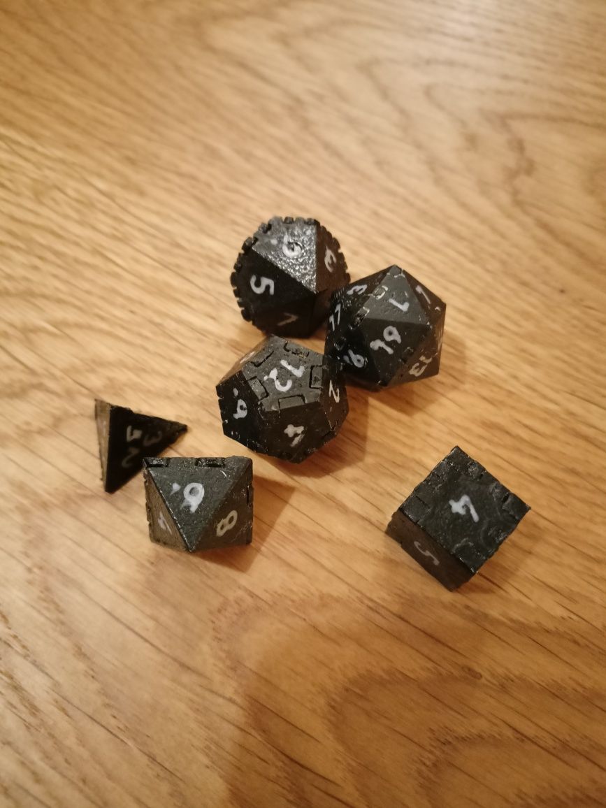 Kostki RPG drukowane 3D czarne