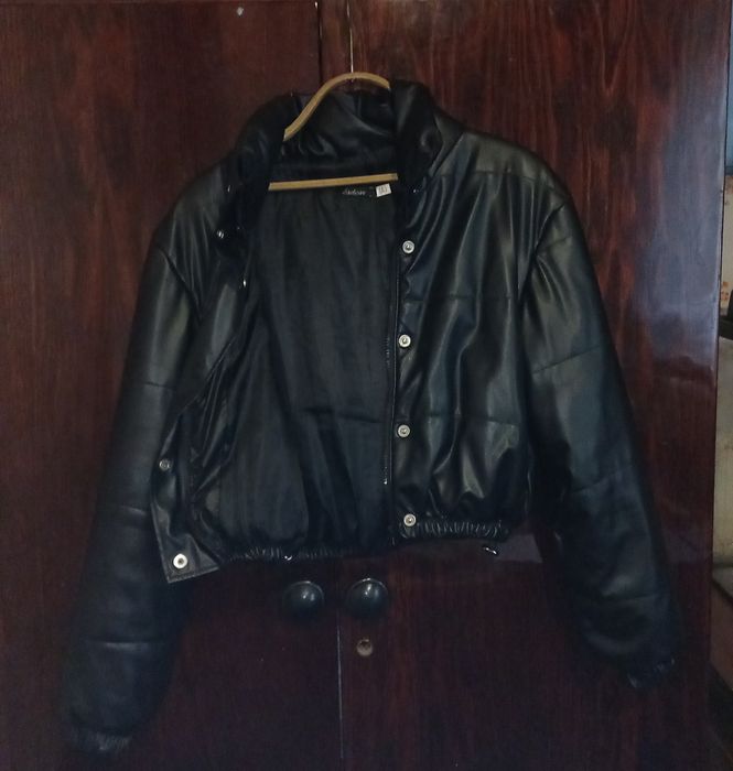 Зимняя куртка, укороченая, еко-кожа