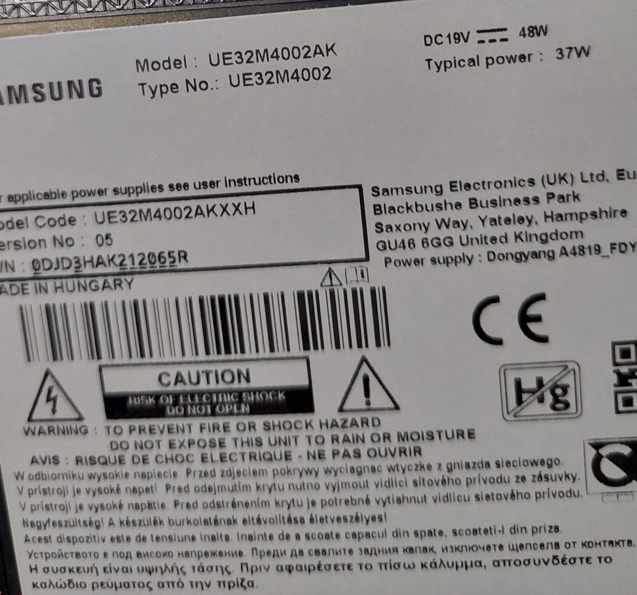 Części po telewizorze Samsung UE32M4002AK