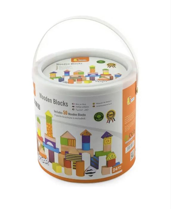 Деревʼяні кубики Viga Toys з поїздом