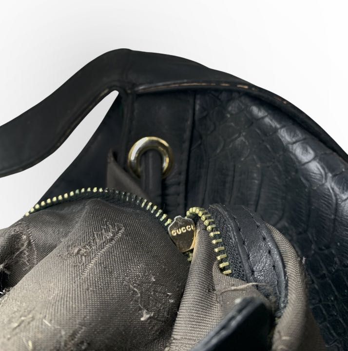 Женская сумка Gucci black python interlocking icon drawstring оригинал