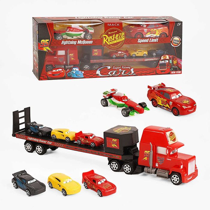 Трейлер-автовоз з набором машин (6 машин, інерційний механізм)