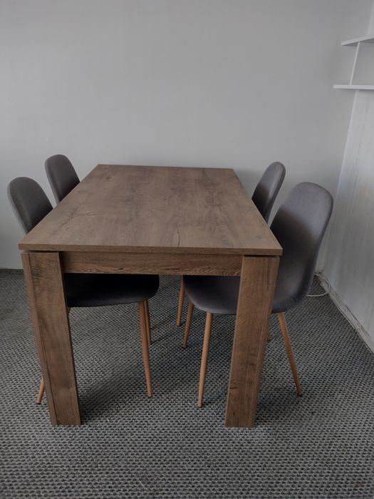 Stół 80/120  ciemny dąb dziki i 4  krzesła szar do jada