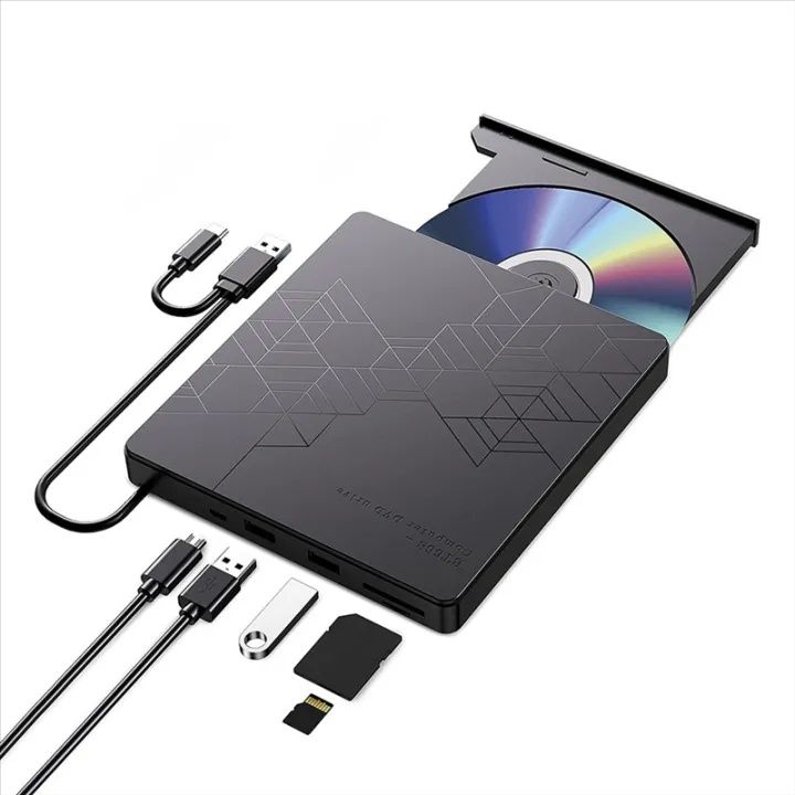 Zewnętrzny napęd DVD CD USB 3.0 Type-C + czytnik SD/TF do PC MAC Lapto