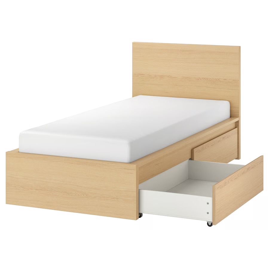 Sprzedam łóżko MALM 90x200 z dwoma pojemnikami i materacem MATRAND
